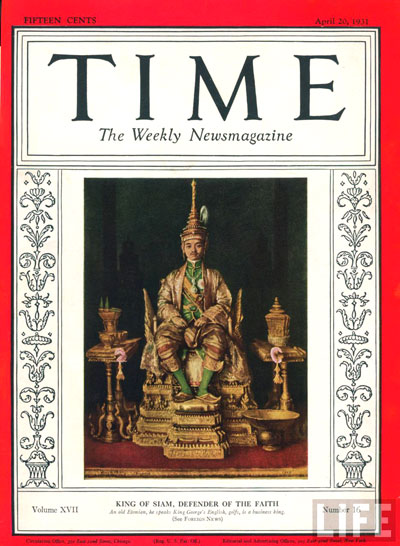 Titelseite des Time-Magazins vom 20. Apirl 1931.