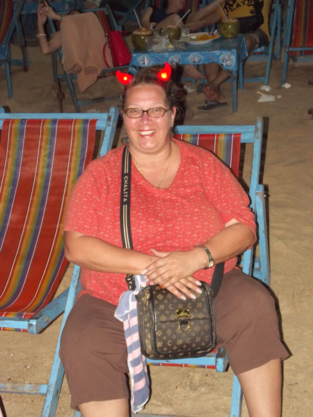 Tina happy on the Beach