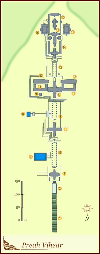 Grundriss des Tempels Preah Vihear / Prasart Khao Pra Viharn